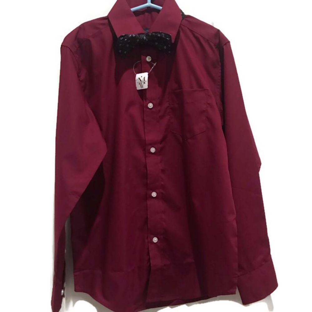 NWT Burgundy Shirt with Bow Tie